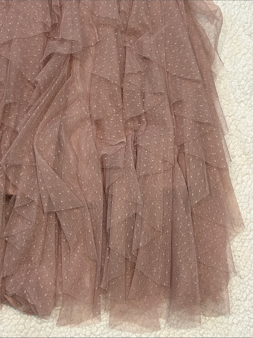 Anthropologie Chéri Ruffled Tulle Midi Skirt size Large Petite Pink Swiss Dot - Picture 10 of 13